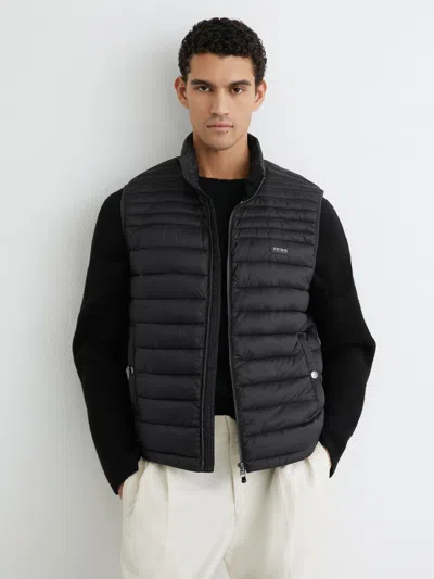 Reiss Black Quilted Zip-through Gilet