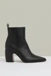 Reiss Black Leather Blocked Heel Ankle Boots