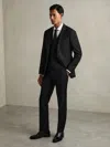 Reiss Black Aspire Slim-fit Wool Suit Waistcoat