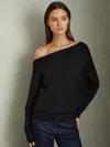 Reiss Black Asymmetric Draped Knitted Jumper