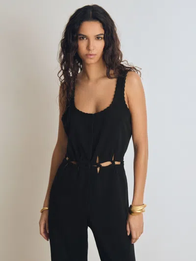 Reiss Black Atelier Cut-out Waist Jumpsuit