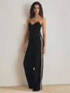 Reiss Black Atelier Embellished Wide Leg Trousers In Black