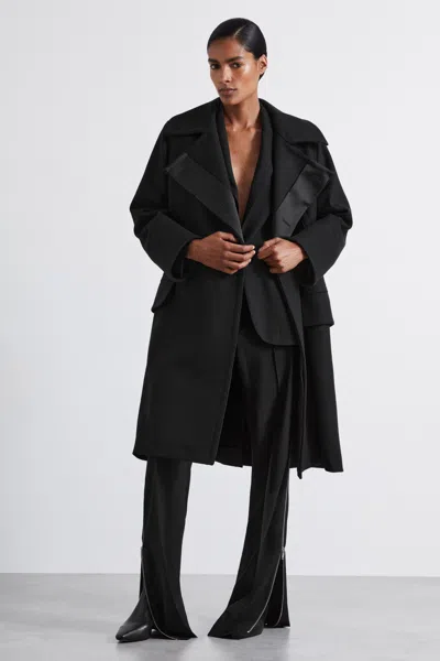 Reiss Black Atelier Felted Trapeze Coat
