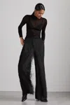 Reiss Black Atelier Fringed Crepe Trousers In Black