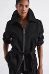 Reiss Black Atelier Virgin Wool-blend Belted Coat In Black