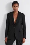 Reiss Black Atelier Virgin Wool Single Breasted Suit Jacket In Black
