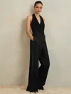 Reiss Black Atelier Wide-leg Tuxedo Trousers In Black