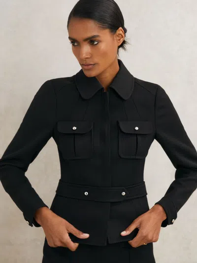Reiss Black Atelier Wool Belted Jacket