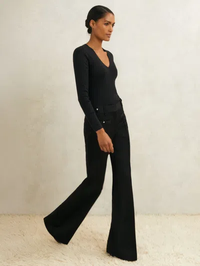 Reiss Black Atelier Wool Stud Flared Trousers