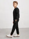 Reiss Black Avery Top & Joggers Set In Black