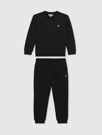 Reiss Black Avery Top & Joggers Set