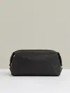 Reiss Black Micro-grain Leather Washbag In Black
