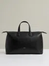 Reiss Black Micro-grain Leather Holdall In Black