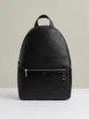 Reiss Black Micro-grain Leather Backpack In Black