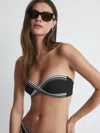 Reiss Black Bandeau Colourblock Bikini Top