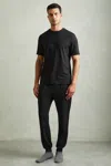 Reiss Black Tapered Stretch-jersey Joggers In Black