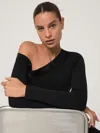 Reiss Black Bead-detail Off-shoulder Knit Top In Black