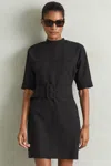 Reiss Black Belted Mini Dress In Black