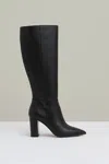 Reiss Black Block Heel Knee High Boots In Black