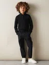 Reiss Black Blackhall 3-9 Yrs Merino Wool Half-zip Funnel Neck Jumper