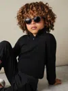 Reiss Black Blackhall 9-13 Yrs Merino Wool Half-zip Funnel Neck Jumper