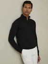 Reiss Black Blackhall Merino Wool Half-zip Jumper