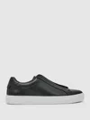 Reiss Black Bonded-leather Concealed-lace Trainers In Black