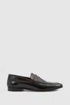Reiss Black Bray Patent Saddle Loafers