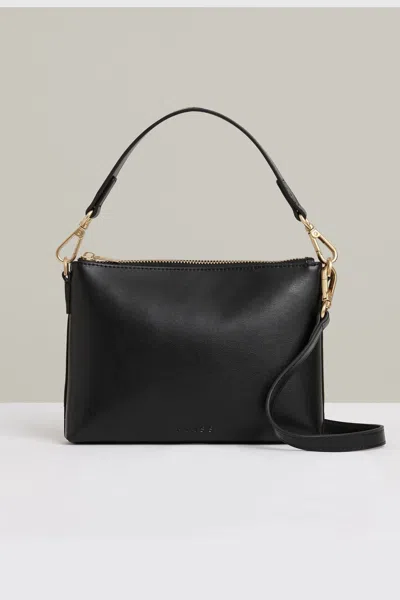 Reiss Black Leather Double Strap Pouch Bag