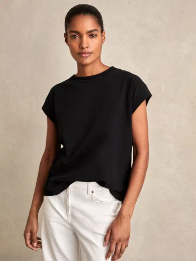 Reiss Black Brushed-cotton Crew-neck T-shirt