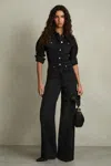 Reiss Womens Black Celeste Wide-leg Denim Jumpsuit In Black