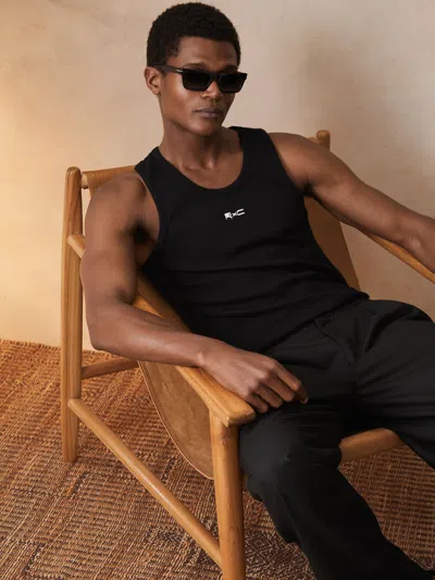 REISS REISS BLACK LONGA REISS | CHÉ LOGO-EMBROIDERED VEST