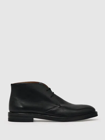 Reiss Black Leather Lace-up Chukka Boots