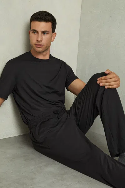 Reiss Black Colorado Tapered Stretch-jersey Joggers
