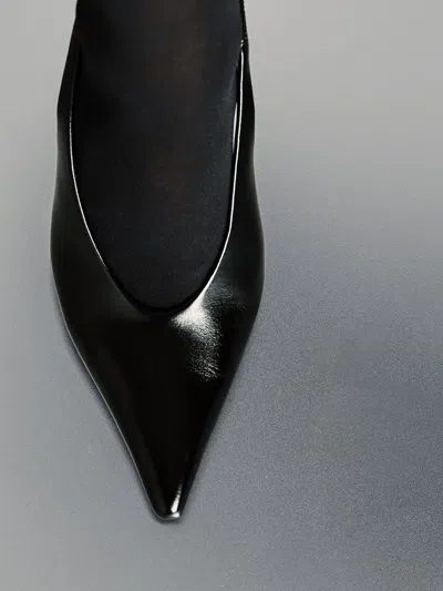 Reiss Black Connie Leather Slingback Mid-heel Court Shoes