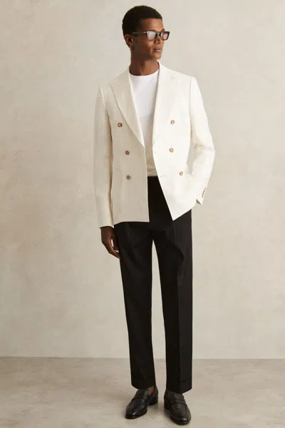 Reiss Black Cotton-blend Tapered Trousers