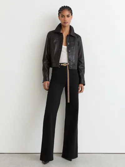 Reiss Black Cotton-modal Wide-leg Jeans
