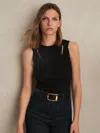 Reiss Womens Black Rhylee Cut-out Knitted Vest In Black