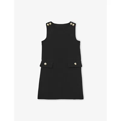 Reiss Kids' Black Cyrus Sleeveless Stretch-woven Shift Dress 9-13