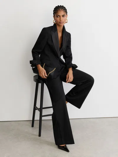 Reiss Black Dakota Petite Wool-blend Single-breasted Tuxedo Blazer