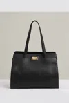 Reiss Delphine Leather Tote In Black