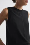 Reiss Black Silk Front Crew Neck Vest