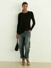 Reiss Black Draped-jersey Top