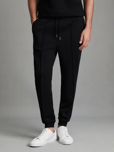 REISS BLACK DRAWSTRING JERSEY JOGGERS