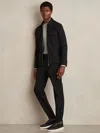 Reiss Black Drawstring Technical Cuffed Trousers In Black