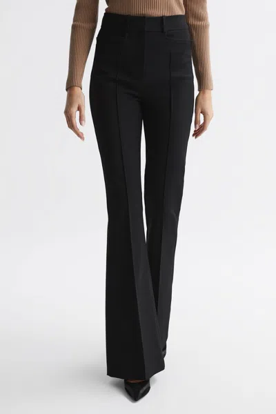 REISS REISS BLACK DYLAN FLARED HIGH RISE TROUSERS