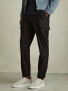 Reiss Hold Elasticated Cargo Pant In Black