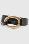 Reiss Black Asymmetric Patent Leather Belt In Black