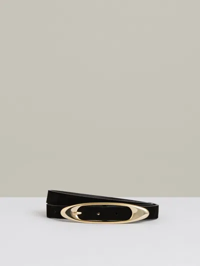 Reiss Black Leather Oval-buckle Belt