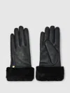 Reiss Womens Black Audrey Stud-embellished Leather Gloves In Gray